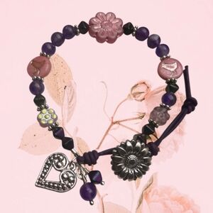 Handmade Czech Glass and Amethyst Bracelet